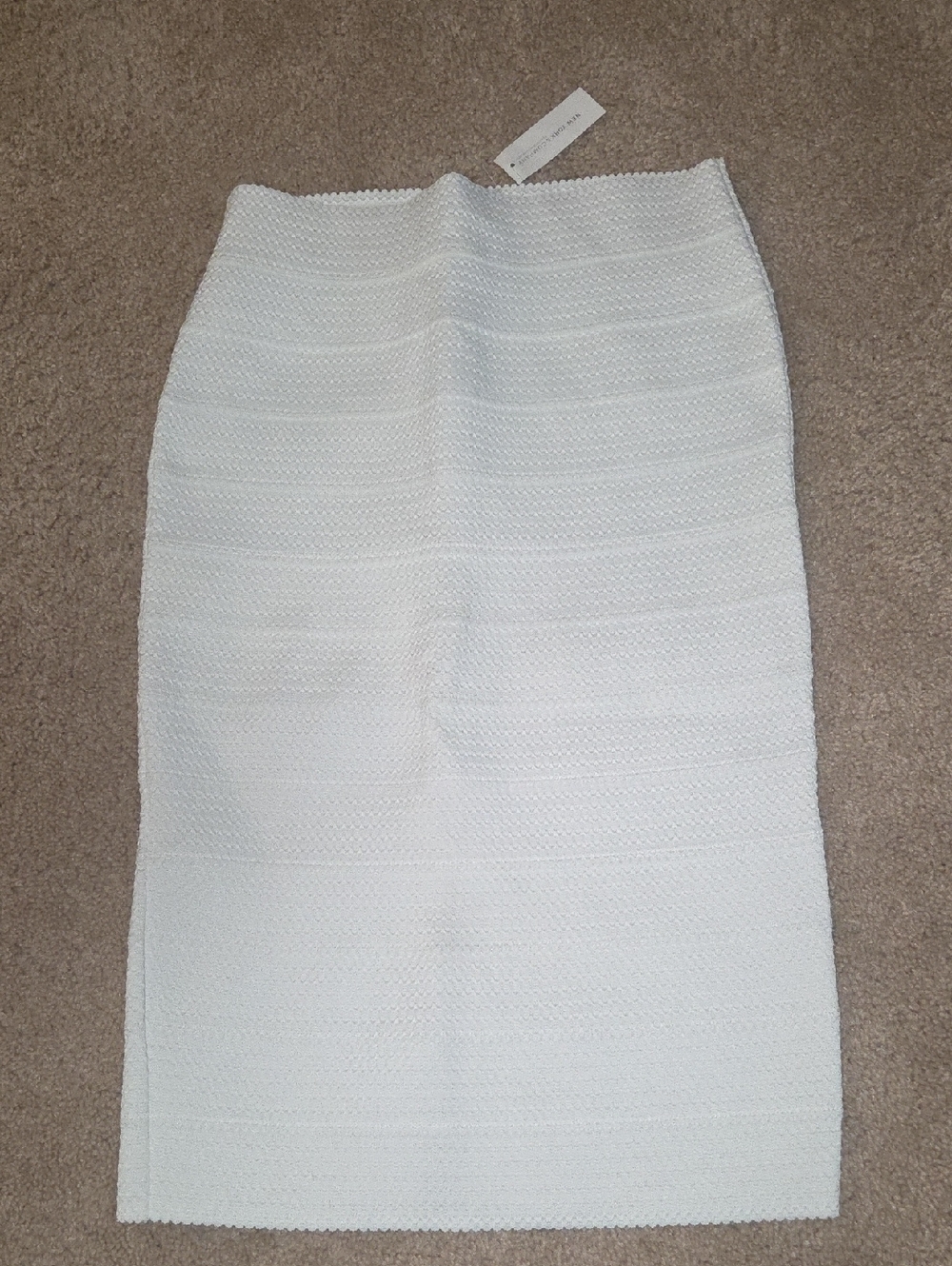 White Textured Pencil Skirt - Women's